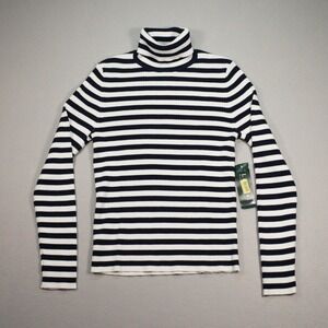 Lauren Ralph Lauren Turtleneck Sweater S Navy White Breton Stripe NWT Japan